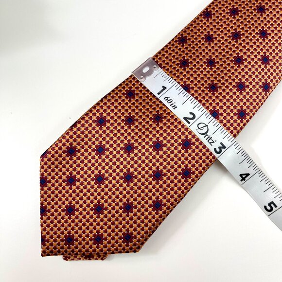 Michael Kors Mens Orange & Red Geometric Pattern Tie - Picture 7 of 9